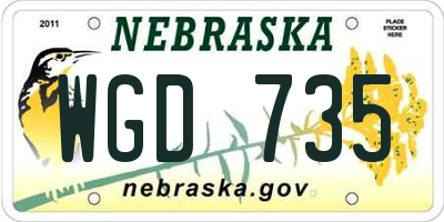 NE license plate WGD735