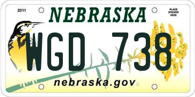 NE license plate WGD738