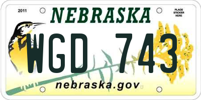 NE license plate WGD743