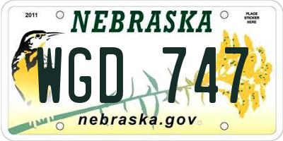 NE license plate WGD747