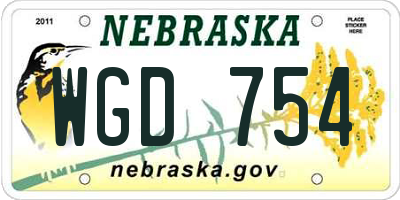NE license plate WGD754