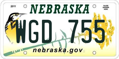 NE license plate WGD755