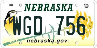 NE license plate WGD756