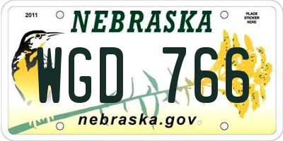 NE license plate WGD766