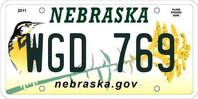 NE license plate WGD769