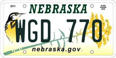 NE license plate WGD770