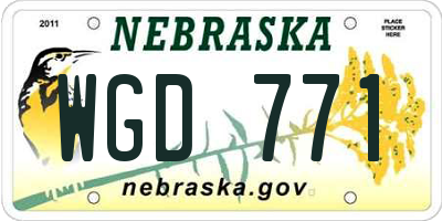 NE license plate WGD771