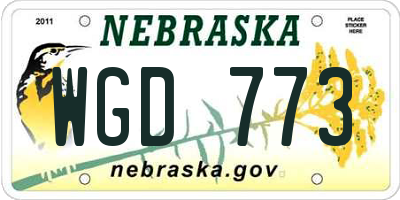 NE license plate WGD773