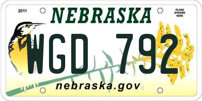 NE license plate WGD792