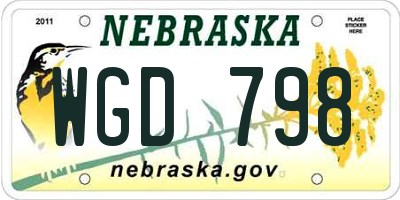 NE license plate WGD798