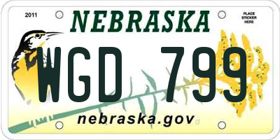 NE license plate WGD799