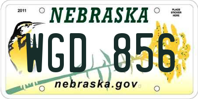 NE license plate WGD856