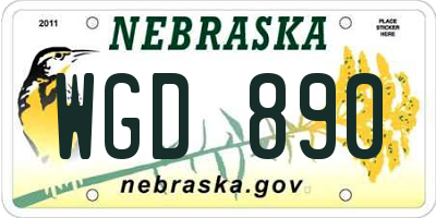 NE license plate WGD890