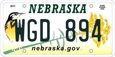 NE license plate WGD894