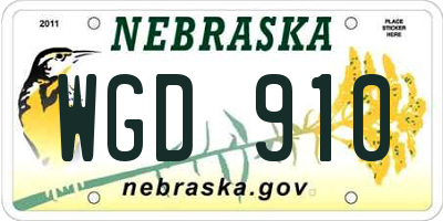 NE license plate WGD910