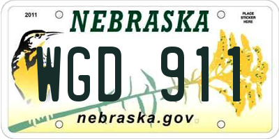 NE license plate WGD911