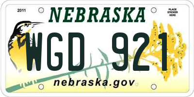 NE license plate WGD921
