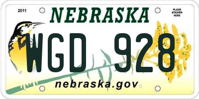 NE license plate WGD928