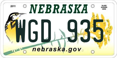 NE license plate WGD935