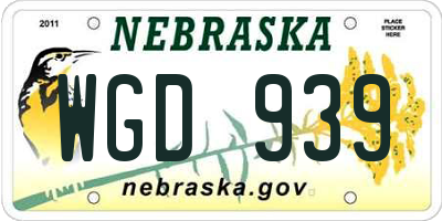 NE license plate WGD939