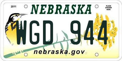 NE license plate WGD944