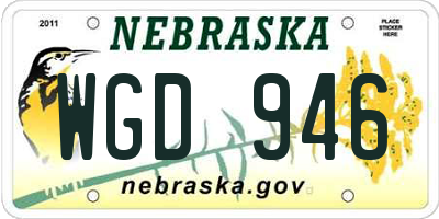 NE license plate WGD946