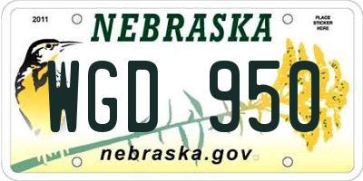NE license plate WGD950