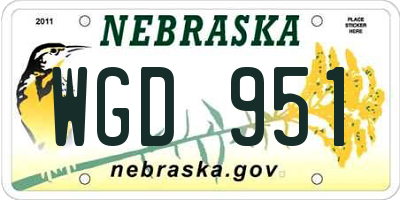 NE license plate WGD951