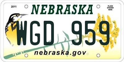 NE license plate WGD959