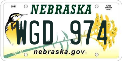 NE license plate WGD974