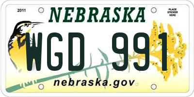 NE license plate WGD991