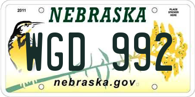NE license plate WGD992