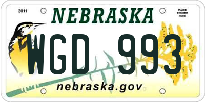 NE license plate WGD993