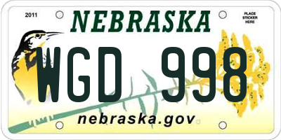 NE license plate WGD998