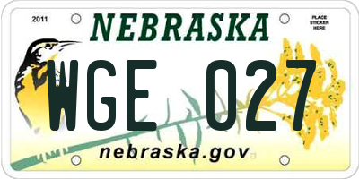NE license plate WGE027