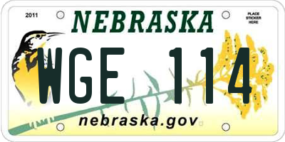 NE license plate WGE114