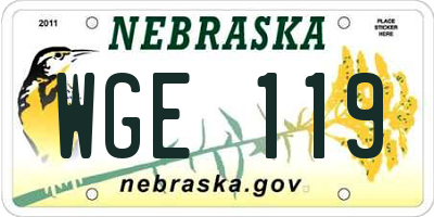 NE license plate WGE119