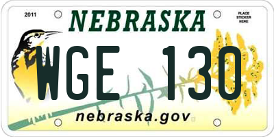 NE license plate WGE130
