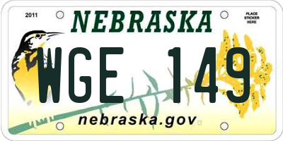 NE license plate WGE149