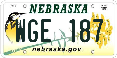 NE license plate WGE187