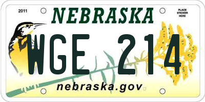 NE license plate WGE214