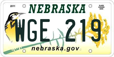 NE license plate WGE219