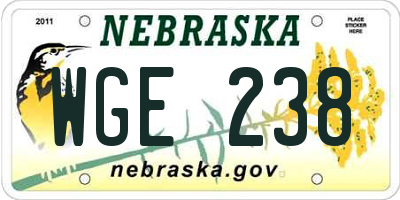 NE license plate WGE238