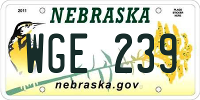 NE license plate WGE239