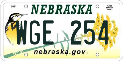 NE license plate WGE254