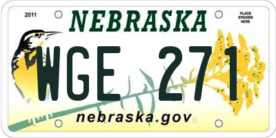 NE license plate WGE271