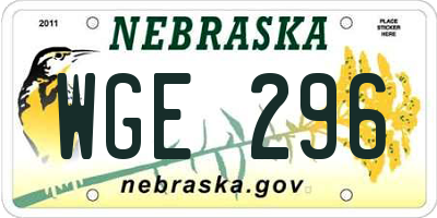 NE license plate WGE296