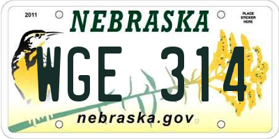 NE license plate WGE314