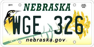 NE license plate WGE326