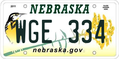 NE license plate WGE334